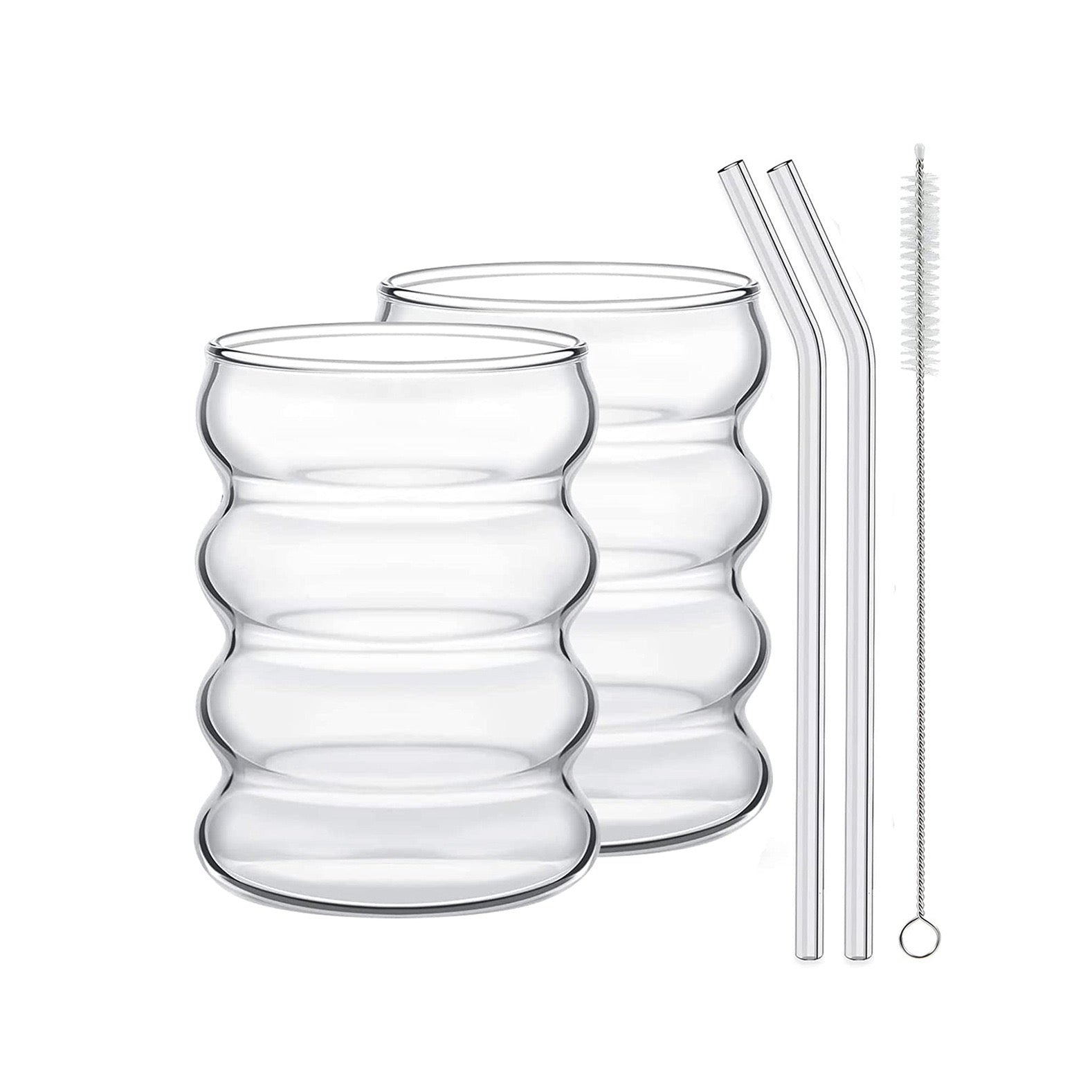 Glas-Set mit Glasstrohhalm (2er) – nachhaltig trinken mit NutriWave – Vervida e.U