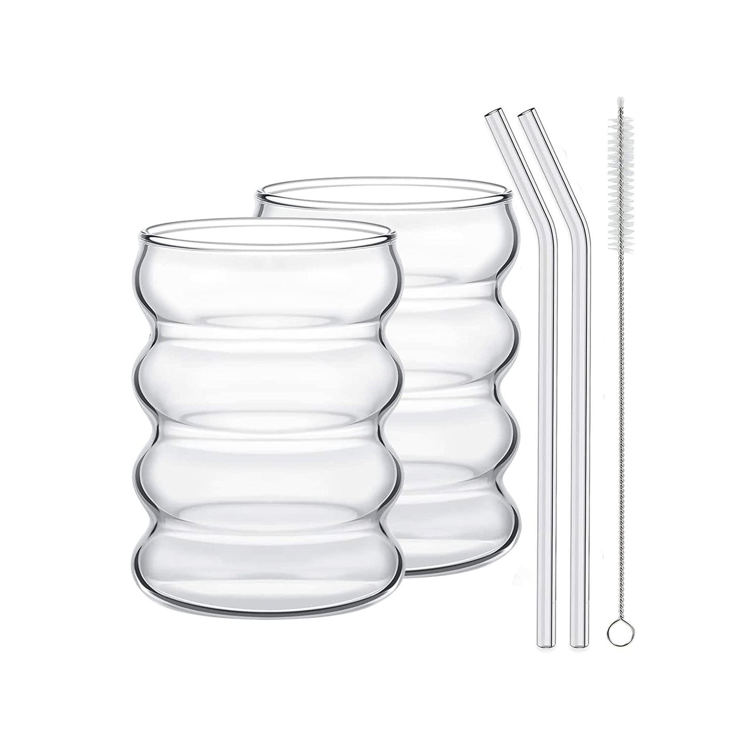 Glas-Set mit Glasstrohhalm (2er) – nachhaltig trinken mit NutriWave