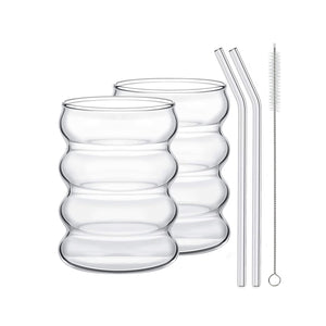 Glas-Set mit Glasstrohhalm (2er) – nachhaltig trinken mit NutriWave