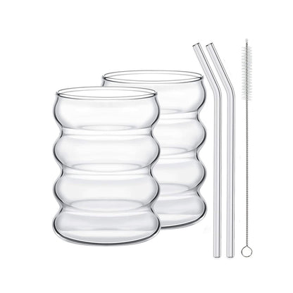 Glas-Set mit Glasstrohhalm (2er) – nachhaltig trinken mit NutriWave