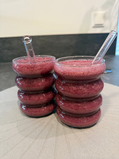 Glas-Set mit Glasstrohhalm (2er) – nachhaltig trinken mit NutriWave